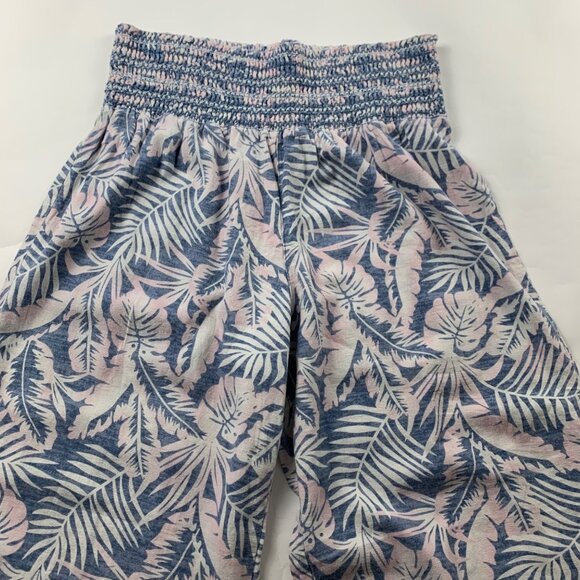 DAHUI Hawaii Linen Blend Pastel Palm Print Wide Leg Lounge Pant XL - Picture 2 of 5